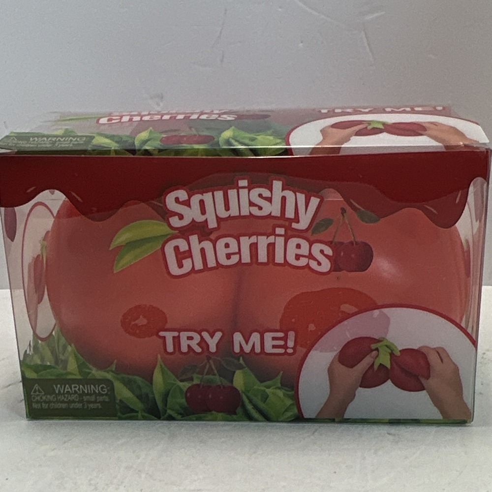 Squishy Cherries Tactile Squeeze Toy, Red/Green, Ages 4-7 8-11 17+